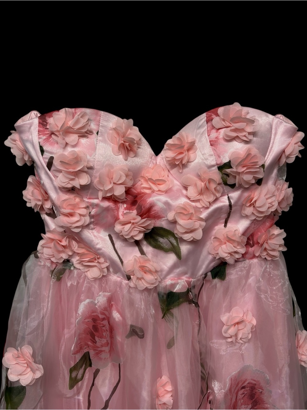 NWT✨ | Nova Luxe | Mirabella Pink Floral Applique Strapless Maxi Dress - Picture 6 of 8